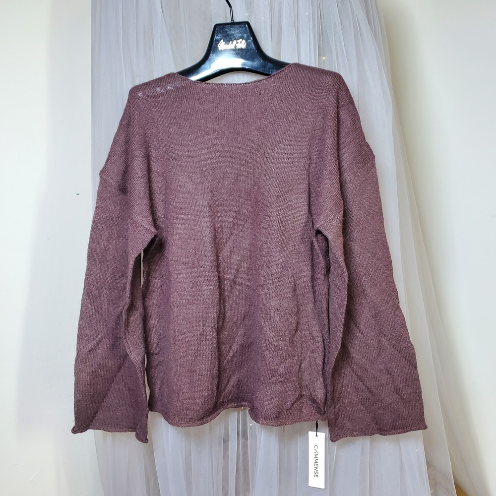 Commense Knit Crew Neck Sweater Dark Acadamia Soft Boho‎ Career Cozy Oversize  L